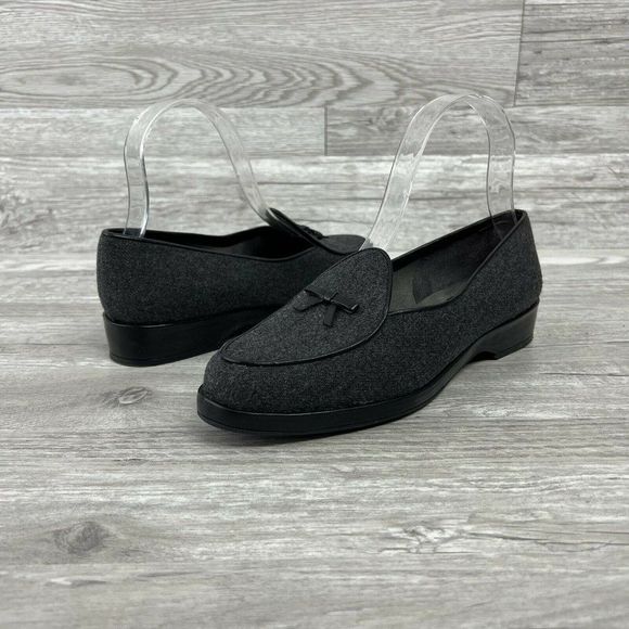 Stuart Weitzman Gray Loafer Tortoise Trim Size 5.5 Slip-On Designer Shoes Flats - Picture 1 of 9